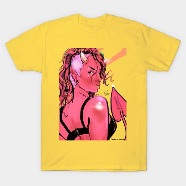 Demon Girl Pinup | Pop Art Illustration T-Shirt by GeorgiaGoddard